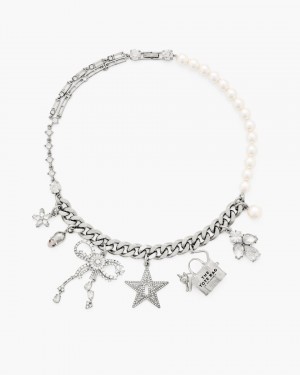 Marc Jacobs Cats Out Of The Bag Charm Necklace Ketten Damen Silber | 47RBOMNQV