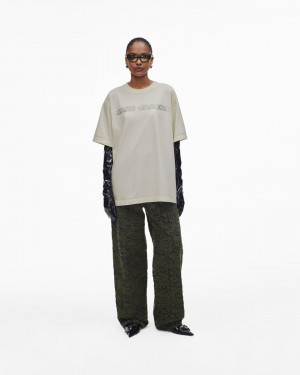 Marc Jacobs Crystal Big Tee Oberteile Damen Weiß | 42WXCPKFN