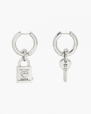 Marc Jacobs Friendship Padlock Earrings Ohrringe Damen Hellsilber | 92XICUYSH