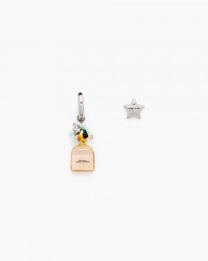 Marc Jacobs Mini Icon Perfect Earrings Ohrringe Damen Silber Rosa Mehrfarbig | 25UHNBVML