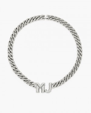 Marc Jacobs Mj Balloon Pave Chain Necklace Ketten Damen Silber | 90EPGWMXR