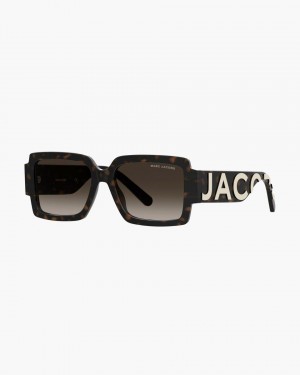 Marc Jacobs The Bold Logo Square Sunglasses Sonnenbrille Damen Havana | 82FKGARYV