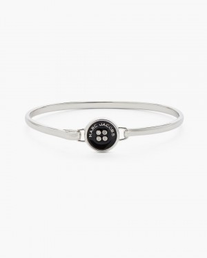 Marc Jacobs The Button Hinge Bracelet Armbänder Damen Silber Schwarz | 28QHMDFEG