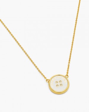 Marc Jacobs The Button Pendant Necklace Ketten Damen Gold Weiß | 64VFNHWBO