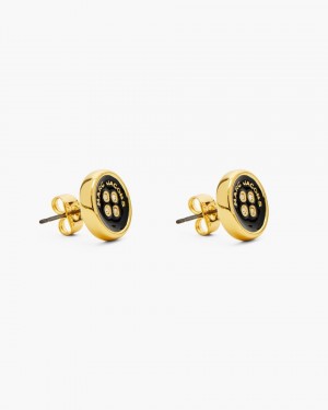 Marc Jacobs The Button Stud Earrings Ohrringe Damen Gold Schwarz | 10FADQTJH