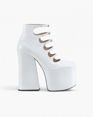 Marc Jacobs The Croc Embossed Kiki Ankle Boot Stiefel Damen Weiß | 84MYBLDWR