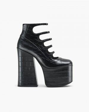 Marc Jacobs The Croc Embossed Kiki Ankle Boot Stiefel Damen Schwarz | 90MYDIPVO