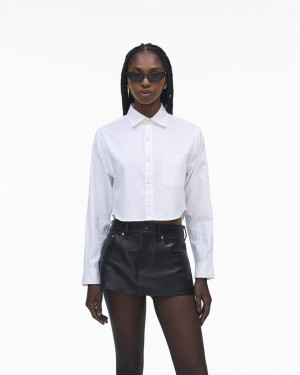Marc Jacobs The Cropped Femme Shirt Oberteile Damen Weiß | 74UXVGPQO