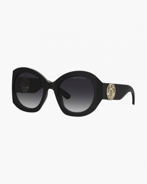 Marc Jacobs The Crystal J Marc Oversized Sunglasses Sonnenbrille Damen Schwarz | 48CBUYENL