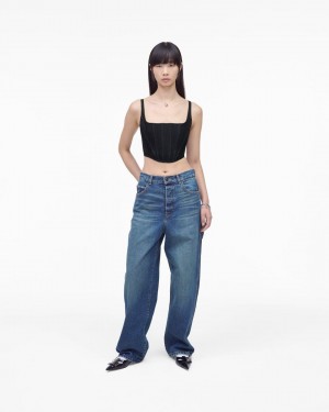 Marc Jacobs The Denim Bustier Oberteile Damen Schwarz | 92FJITUWB