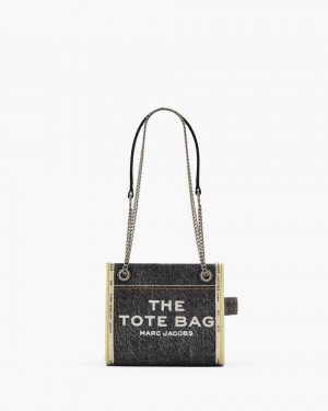 Marc Jacobs The Denim Chain Crossbody Tote Bag Umhängetasche Damen Schwarz Waschen | 53WUBZKDJ