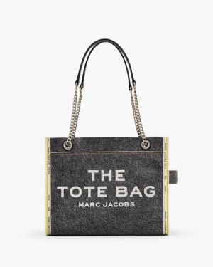 Marc Jacobs The Denim Chain Medium Tote Bag The Tote Bag Damen Schwarz Waschen | 07UMVRXKS