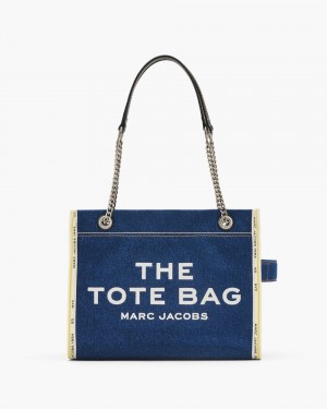 Marc Jacobs The Denim Chain Medium Tote Bag The Tote Bag Damen Dunkelwaschen | 76ZVTPEUW