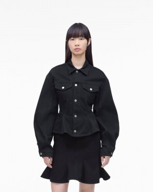 Marc Jacobs The Fluted Denim Jacket Oberbekleidung Damen Schwarz | 85WFSLZPB