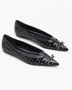 Marc Jacobs The Glam Studs Kat Ballerina Flache Schuhe Damen Schwarz | 45MWXHIFQ