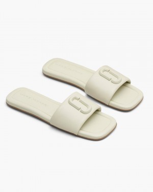 Marc Jacobs The J Marc Leather Sandal Flache Schuhe Damen Weiß | 56WEQXZOS