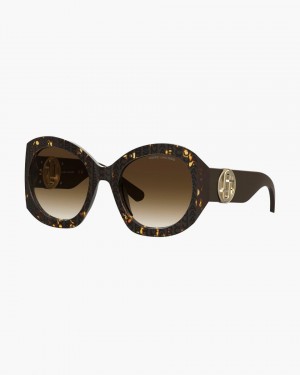 Marc Jacobs The J Marc Monogram Round Sunglasses Sonnenbrille Damen Havana | 07EUBVLSP
