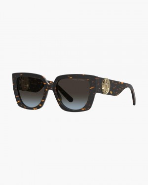 Marc Jacobs The J Marc Square Cutout Sunglasses Sonnenbrille Damen Havana | 92TMGNJVQ