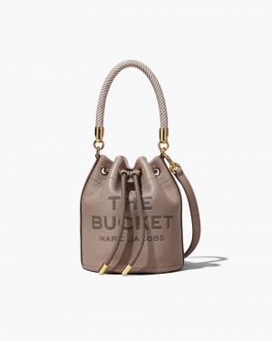 Marc Jacobs The Leather Bucket Bag Bucket Tasche Damen Cement | 95CARIDZF