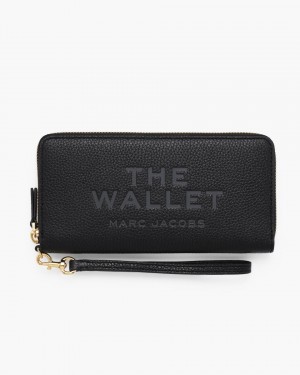 Marc Jacobs The Leather Continental Wallet Große Geldbörse Damen Schwarz | 93WXKVGED