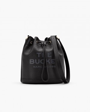 Marc Jacobs The Leather Large Bucket Bag Bucket Tasche Damen Schwarz | 70FRIEXHK