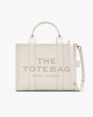 Marc Jacobs The Leather Medium Tote Bag The Tote Bag Damen Silber | 73WOQCHFP