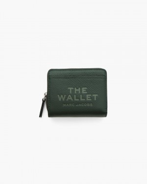 Marc Jacobs The Leather Mini Compact Wallet Kleine Geldbörse Damen Dunkelgrün | 46RBHQKDX