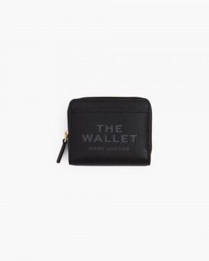 Marc Jacobs The Leather Mini Compact Wallet Kleine Geldbörse Damen Schwarz | 86YHDVPKM