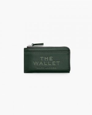 Marc Jacobs The Leather Top Zip Multi Wallet Kleine Geldbörse Damen Dunkelgrün | 30HURPAKQ
