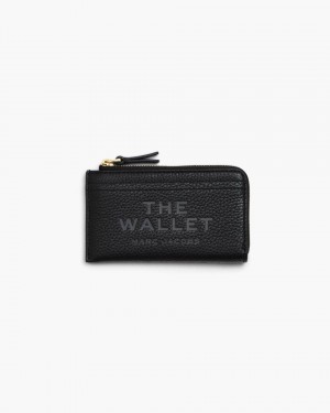 Marc Jacobs The Leather Top Zip Multi Wallet Kleine Geldbörse Damen Schwarz | 65TMZFBCN