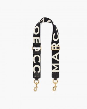 Marc Jacobs The Logo Webbing Strap Taschengurt Damen Schwarz Weiß | 52KMRDZIL