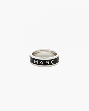 Marc Jacobs The Marc Jacobs Enamel Ring Ringe Damen Silber Schwarz | 07ENGDRYL