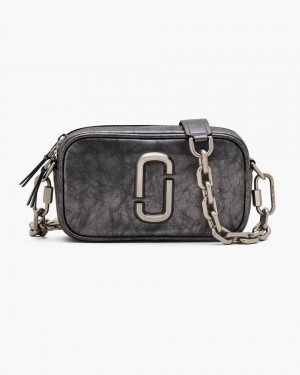 Marc Jacobs The Metallic Distressed Big Shot Snapshot Tasche Damen Dunkelgrau | 89HZPWDOF