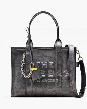 Marc Jacobs The Metallic Distressed Large Tote Bag The Tote Bag Damen Dunkelgrau | 04FLDMQUH