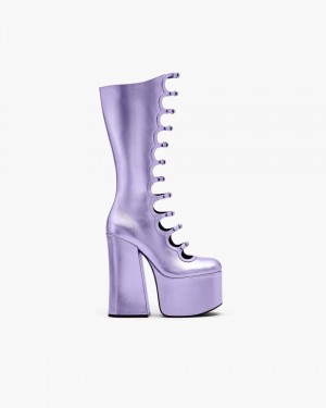 Marc Jacobs The Metallic Kiki Knee High Boot Stiefel Damen Lila | 52RBGQNLW