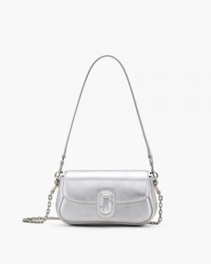 Marc Jacobs The Metallic Leather Clover Shoulder Bag Schultertasche Damen Silber | 97UVSNQJP