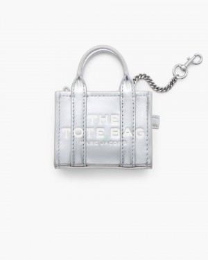 Marc Jacobs The Metallic Leather Nano Tote Charm Charms Damen Silber | 18DRNGLEP