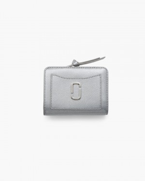 Marc Jacobs The Metallic Utility Snapshot Mini Compact Wallet Kleine Geldbörse Damen Silber | 36FAIWTMU
