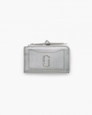 Marc Jacobs The Metallic Utility Snapshot Top Zip Multi Wallet Kleine Geldbörse Damen Silber | 15ARUOHEV