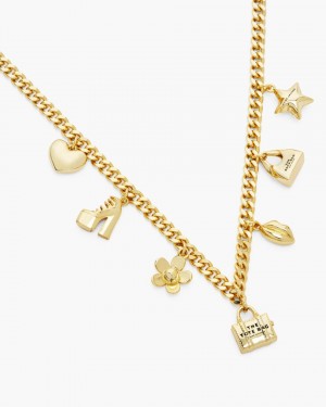 Marc Jacobs The Mini Icon Charm Necklace Ketten Damen Hellgold | 65PBXYSKN