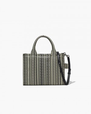 Marc Jacobs The Monogram Leather Small Tote Bag The Tote Bag Damen Schwarz Weiß | 63LDKICAX