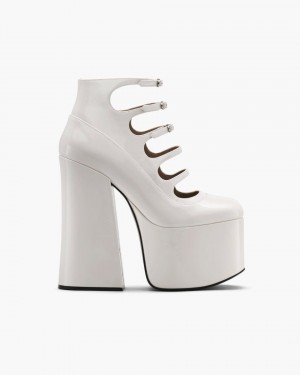 Marc Jacobs The Patent Leather Kiki Ankle Boot Stiefel Damen Weiß | 13OLDHMKB