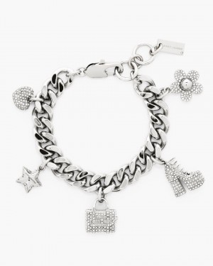 Marc Jacobs The Pave Mini Icon Charm Bracelet Armbänder Damen Silber | 37QBKLHEA