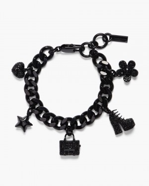 Marc Jacobs The Pave Mini Icon Charm Bracelet Armbänder Damen Schwarz Schwarz | 68LSFBMEX