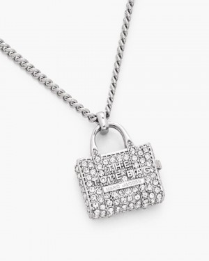 Marc Jacobs The Pave Tote Bag Necklace Ketten Damen Silber | 91CUTGSVM