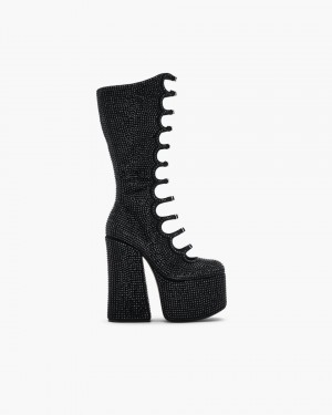 Marc Jacobs The Rhinestone Kiki Knee-High Boot Stiefel Damen Schwarz Schwarz | 67CKOGLUM