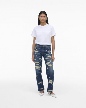 Marc Jacobs The Rip And Repair Straight Jean Unterteile Damen Indigo | 56HSAOYBQ