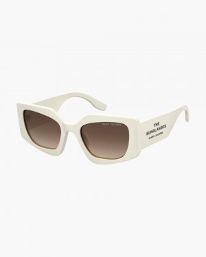 Marc Jacobs The Square Cat Eye Sunglasses Sonnenbrille Damen Weiß | 71HITGQAF