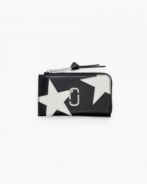 Marc Jacobs The Star Patchwork Top Zip Multi Wallet Kleine Geldbörse Damen Schwarz Weiß | 09JQYVPDK