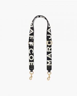Marc Jacobs The Thin Logo Webbing Strap Taschengurt Damen Schwarz Weiß | 45NHVBLXP